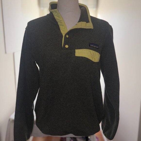 PATAGONIA Women's Lightweight Synchilla® Snap-T Pullover Gray Chartreuse Small - Picture 2 of 10